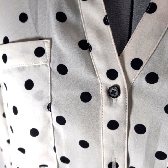 EXPRESS The portfolio shirt ,Navy Poka-dotted Shirt with long Sleeves, Size S/P - Picture 6 of 8